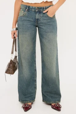 Low Rise Parallel Jean Extreme Blue Green Denim