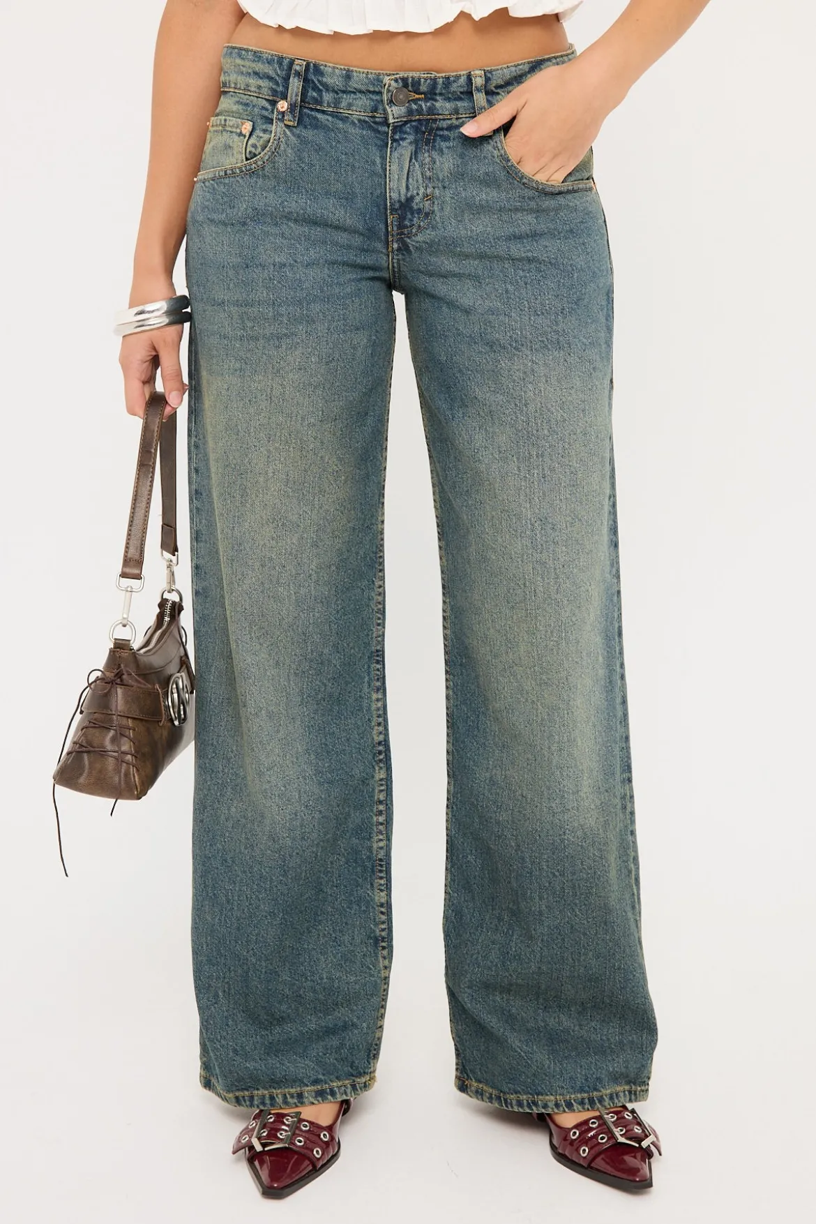 Low Rise Parallel Jean Extreme Blue Green Denim