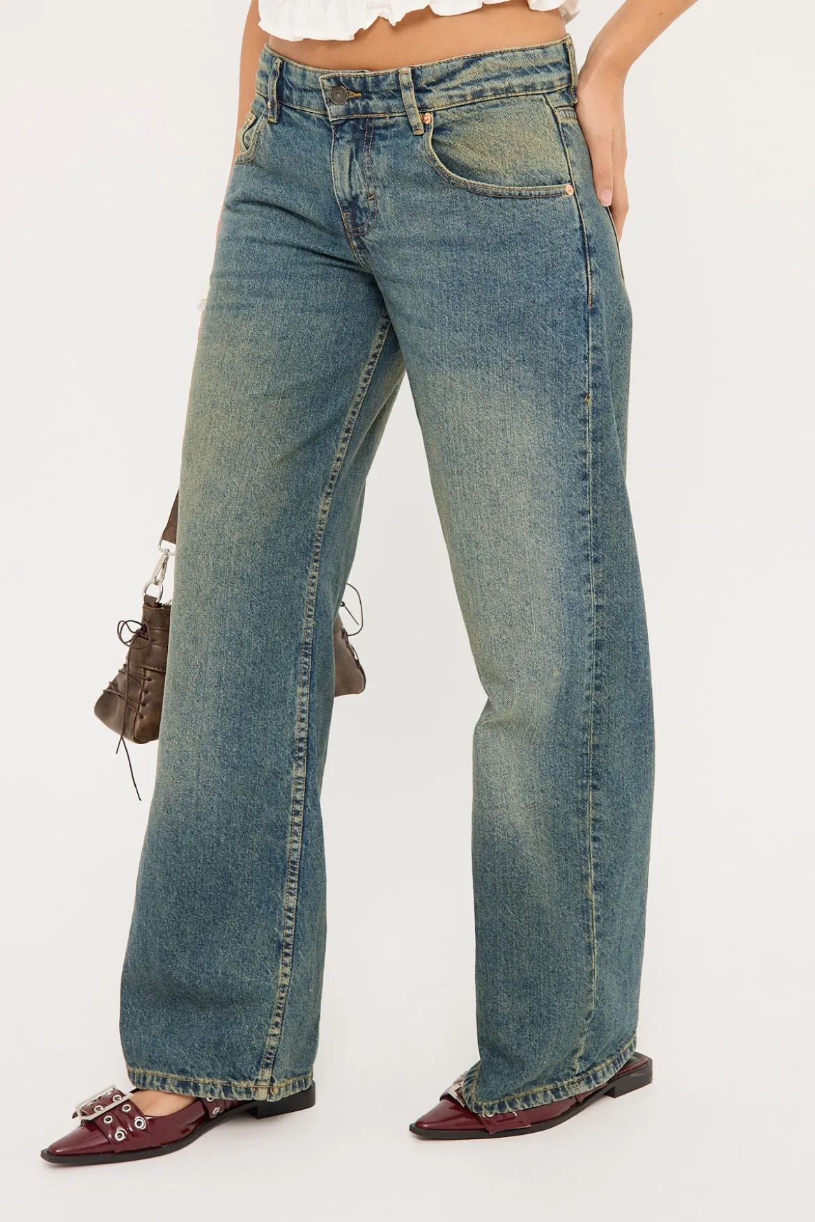 Low Rise Parallel Jean Extreme Blue Green Denim