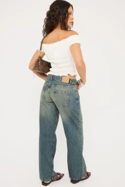 Low Rise Parallel Jean Extreme Blue Green Denim