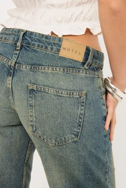 Low Rise Parallel Jean Extreme Blue Green Denim