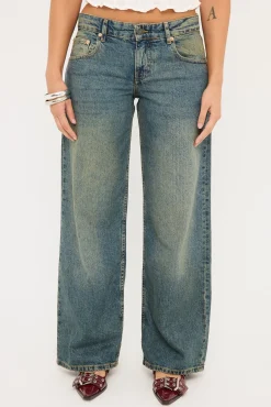 Low Rise Parallel Jean Extreme Blue Green Denim