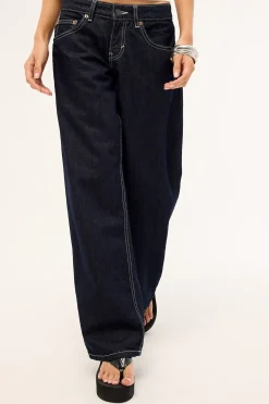 Low Rise Parallel Jean Indigo Contrast Stitch