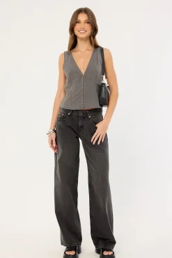 Low Rise Roomy Jean Washed Black