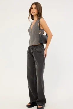 Low Rise Roomy Jean Washed Black