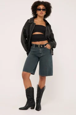 Low Slouch Denim Jort Smoked Tea