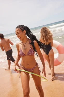 L&t Amara Check Bikini Bottom Burgundy Print