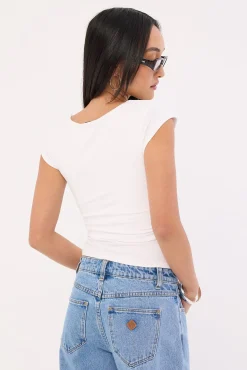 L&T Cap Sleeve Scoop T-Shirt White