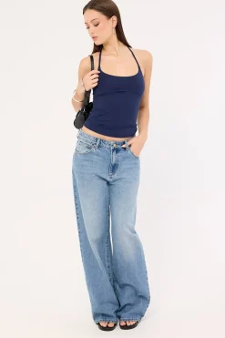 L&t Halter Tie Recycled Tank Top Ink