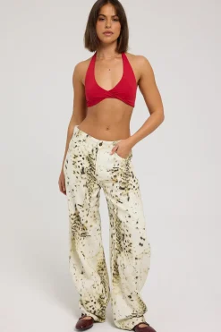 L&t Halter Twist Bralette Cherry