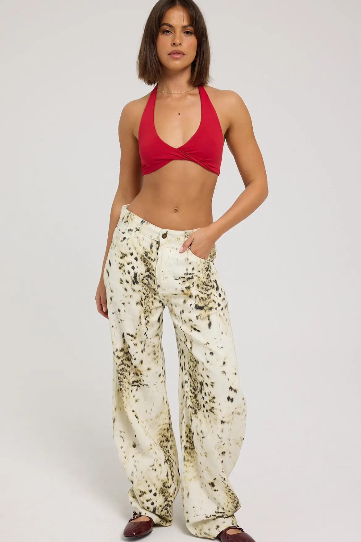 L&t Halter Twist Bralette Cherry