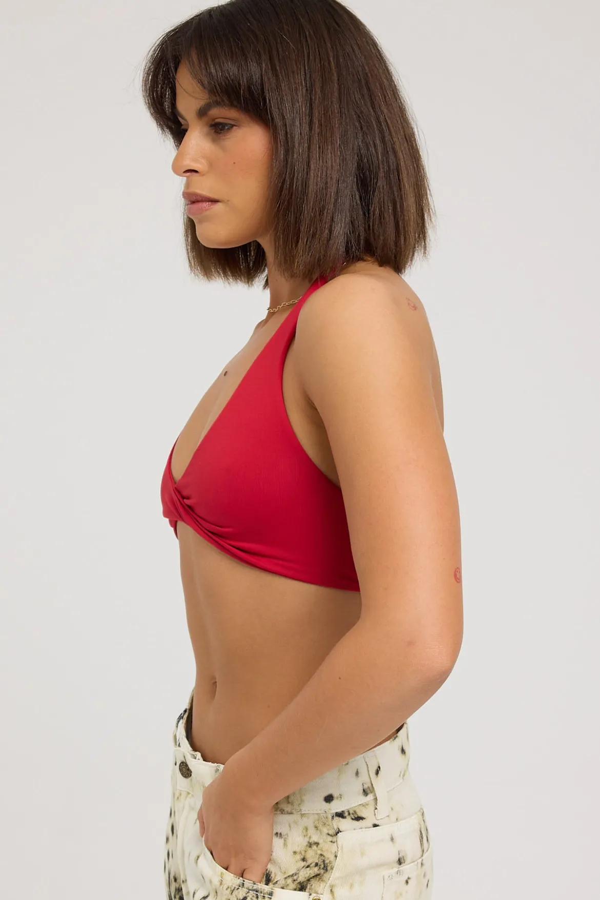 L&t Halter Twist Bralette Cherry