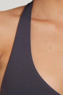 L&t Halter Twist Bralette Charcoal