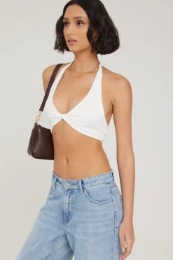 L&T Halter Twist Bralette White