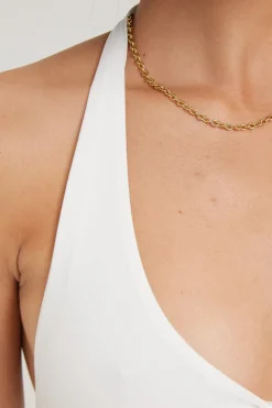 L&T Halter Twist Bralette White