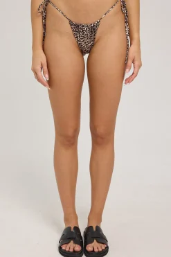 L&t Leopard Instinct Bikini Tie Bottom Animal Print