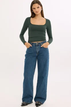 L&t Long Sleeve Scoop Neck Tee Dark Green