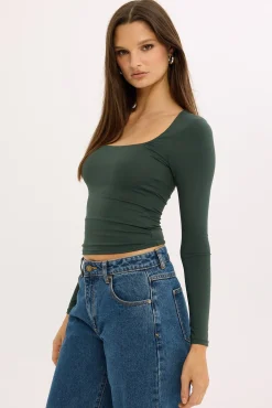 L&t Long Sleeve Scoop Neck Tee Dark Green