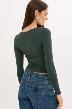 L&t Long Sleeve Scoop Neck Tee Dark Green