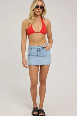 L&t Lua Halter Bikini Top Red