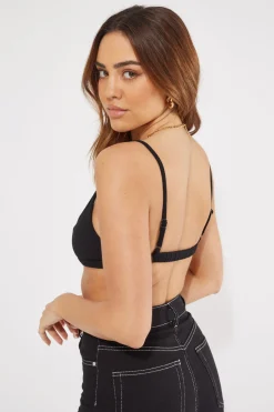 L&t Marlo Ribbed Bralette Black