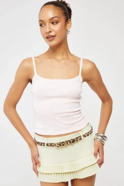 L&t Pointelle Scoop Neck Singlet Pink