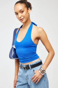L&t Recycle Classic Tie Halter Top Cobalt Blue
