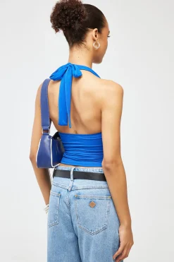 L&t Recycle Classic Tie Halter Top Cobalt Blue