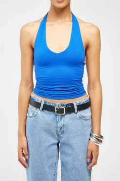 L&t Recycle Classic Tie Halter Top Cobalt Blue