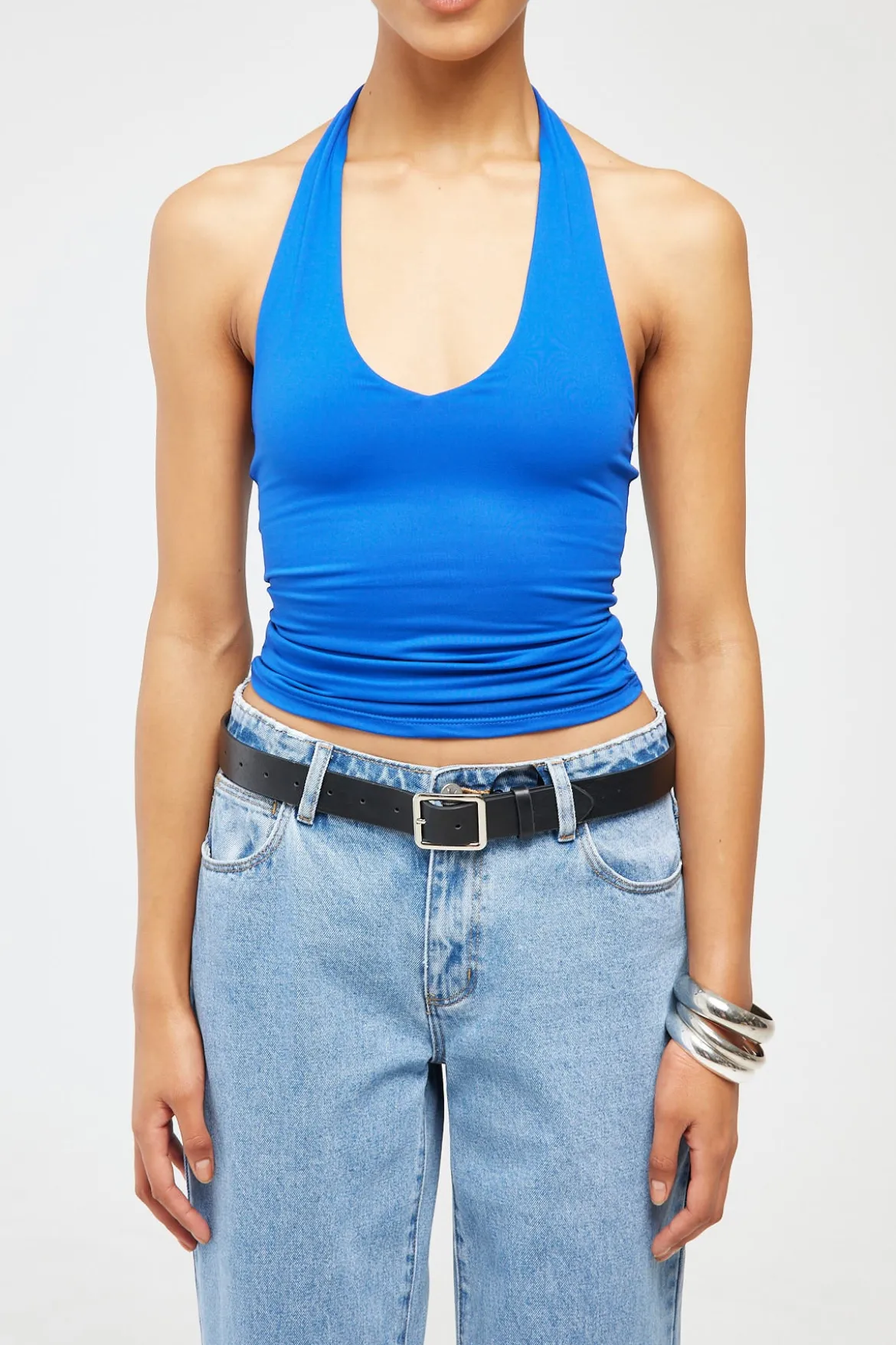 L&t Recycle Classic Tie Halter Top Cobalt Blue
