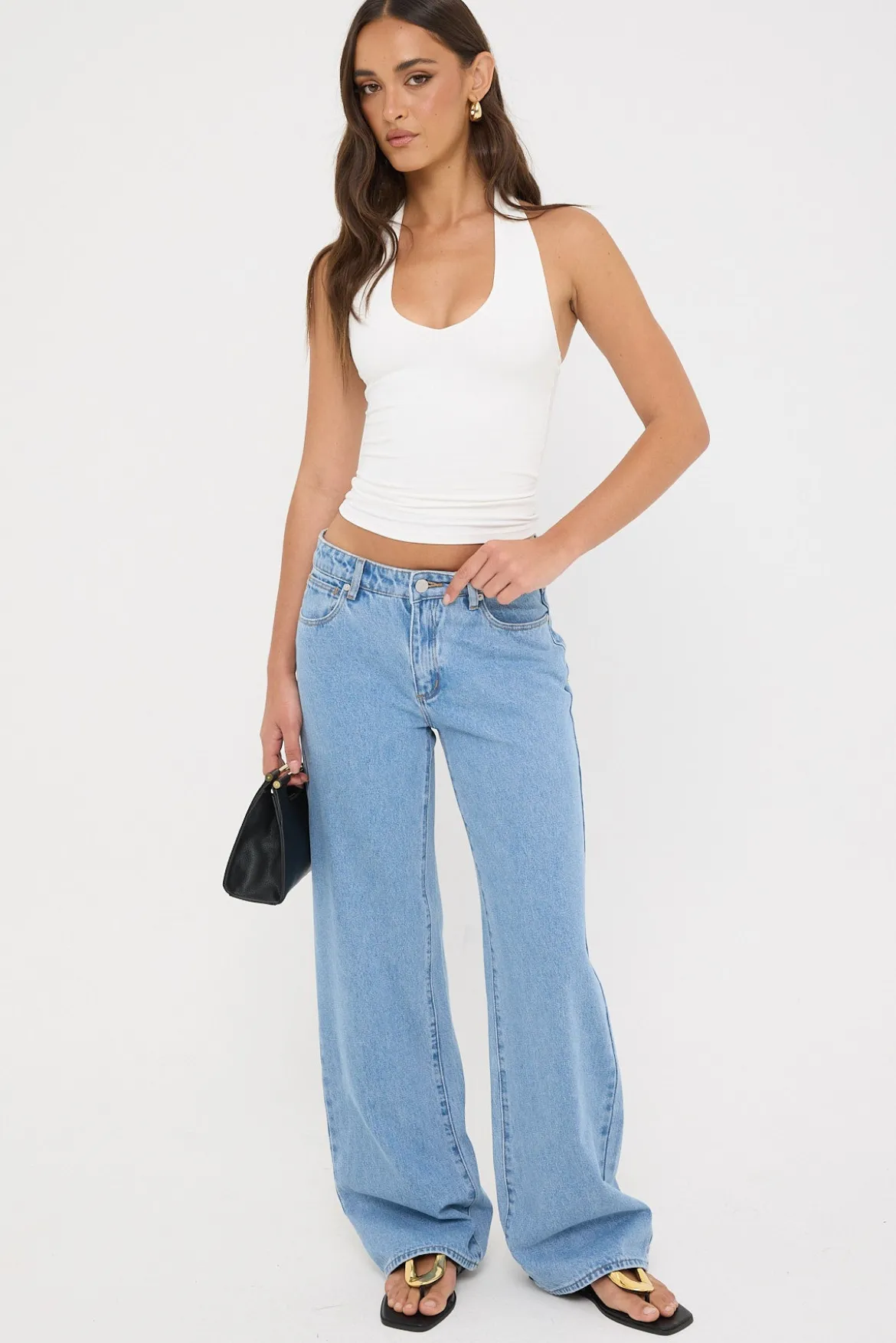 L&t Recycled Classic Tie Halter Top White
