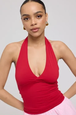 L&t Sylvia Halter Top Cherry Red
