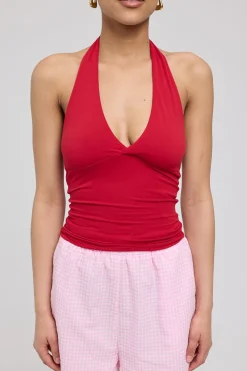 L&t Sylvia Halter Top Cherry Red