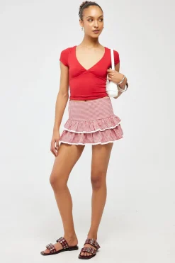 L&t Sylvia Short Sleeve Top Red