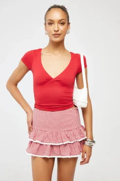 L&t Sylvia Short Sleeve Top Red