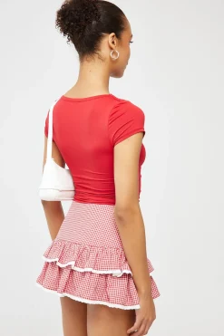 L&t Sylvia Short Sleeve Top Red