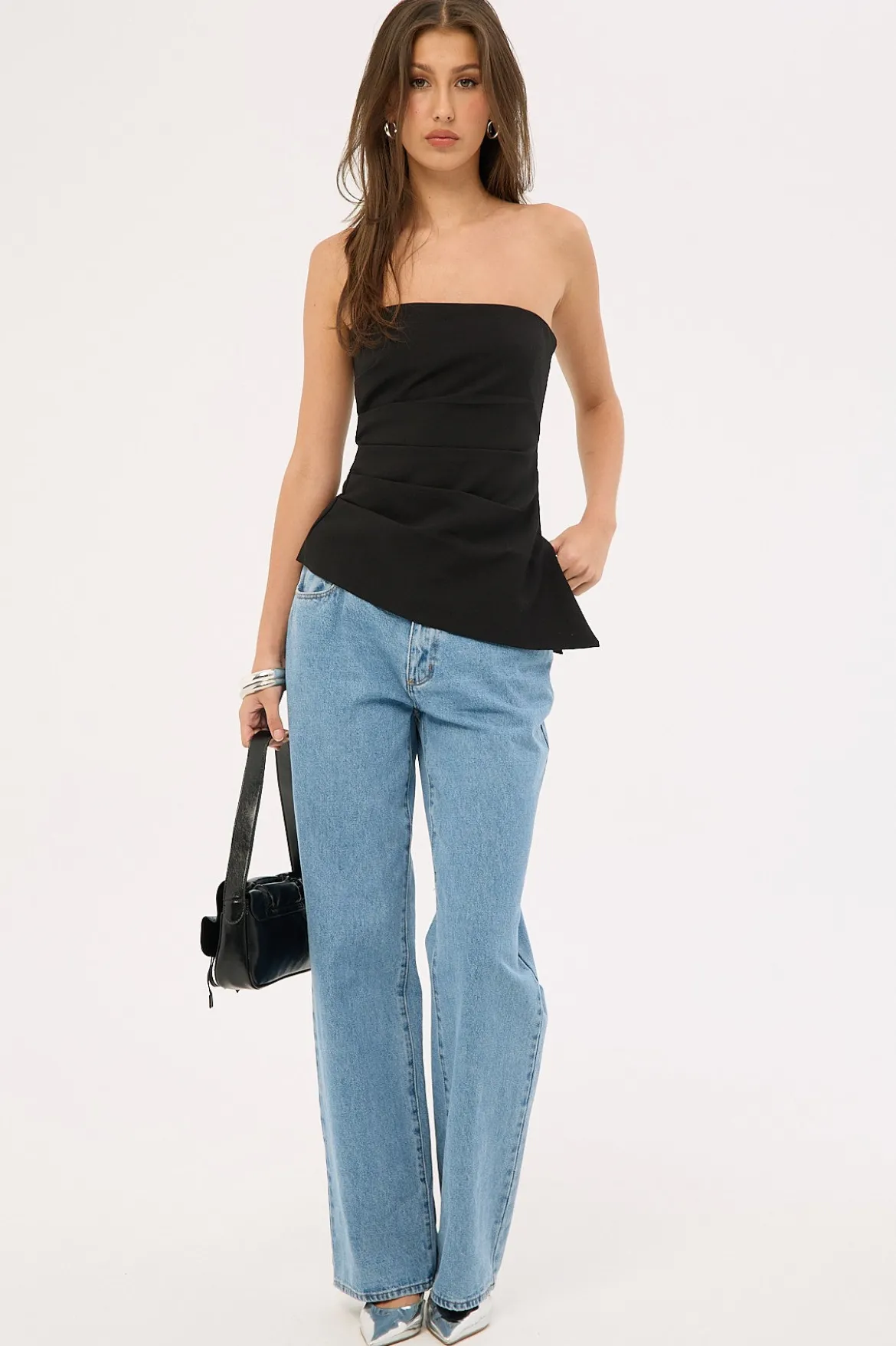 Luca Strapless Asymmetrical Top Black