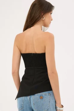 Luca Strapless Asymmetrical Top Black