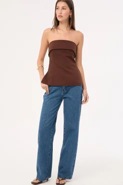 Luca Strapless Long Line Top Brown