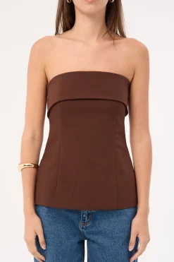 Luca Strapless Long Line Top Brown