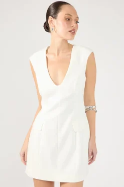 Luca V Neck Tailored Mini Dress Cream