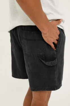 Lucas Elastic Waist Carpenter Short Washed Black