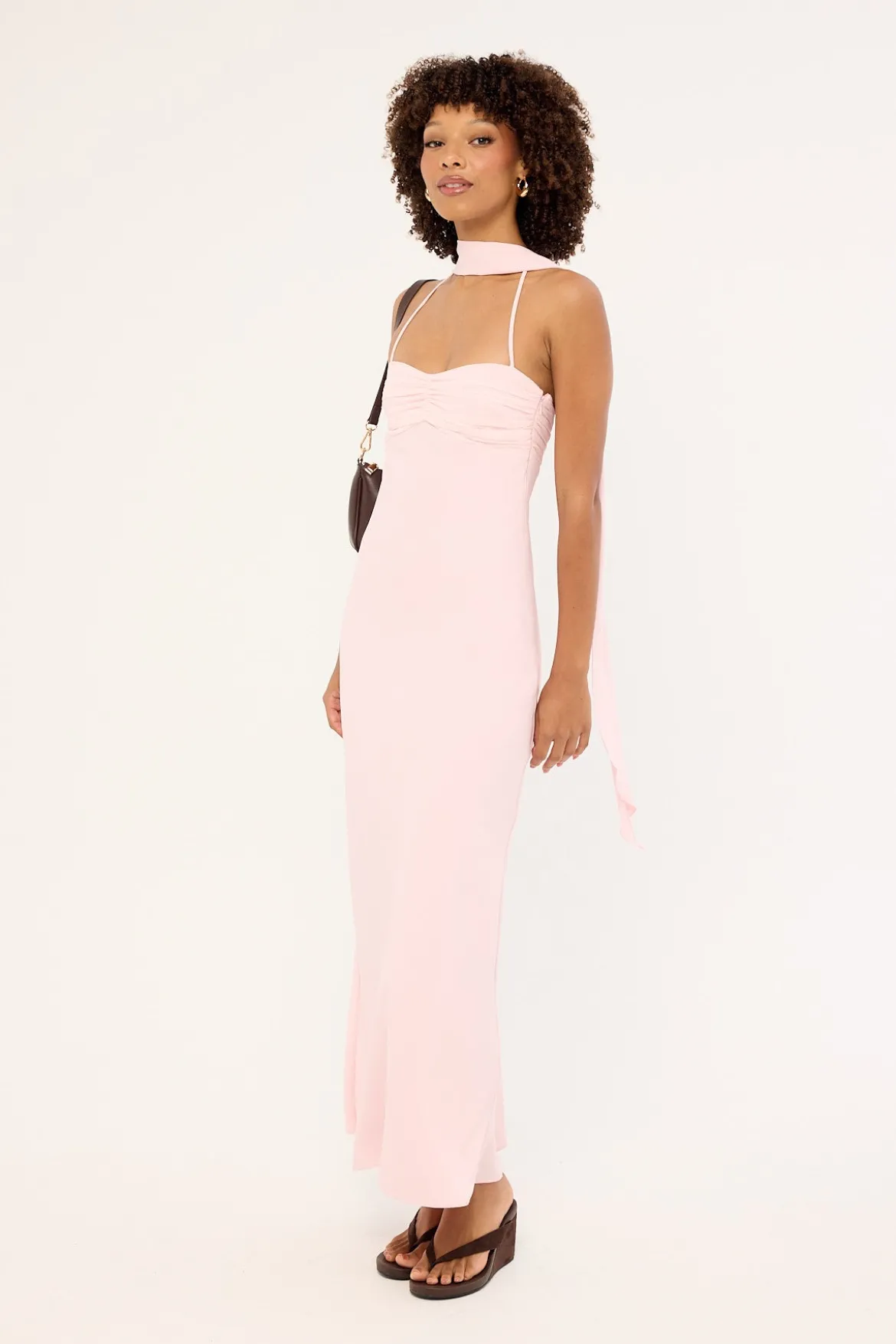 Luccia Scarf Maxi Dress Pink