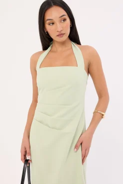 Lucette Halter Suiting Midi Dress Mint