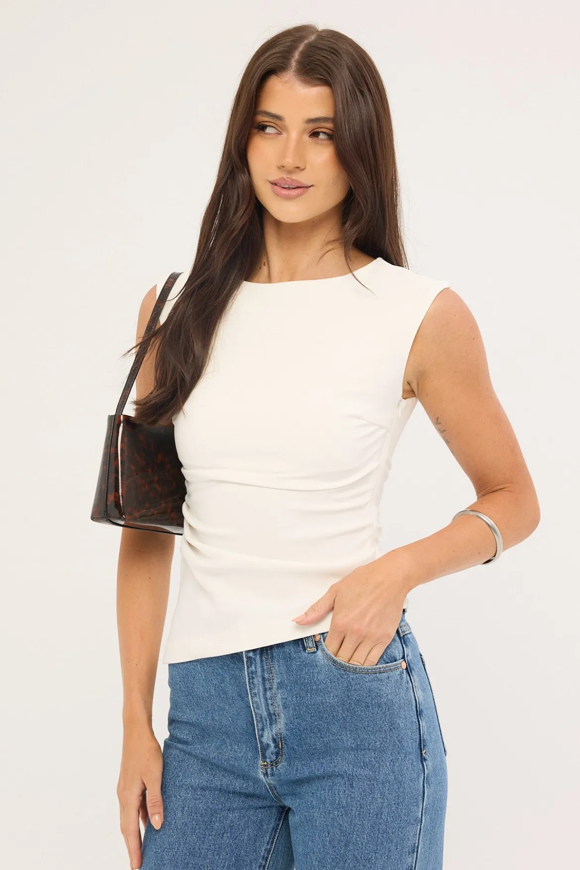 Luciana Boat Neck Top White