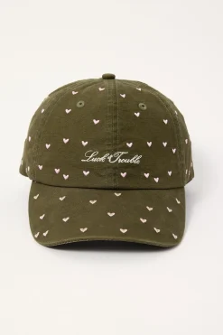 Lucky Hearts Washed Cap Washed Khaki Green