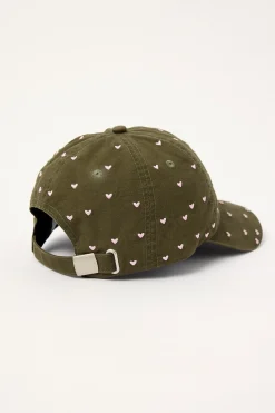 Lucky Hearts Washed Cap Washed Khaki Green