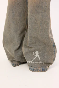 Lucky Number Low Rise Flare Jeans Rusty Overdye