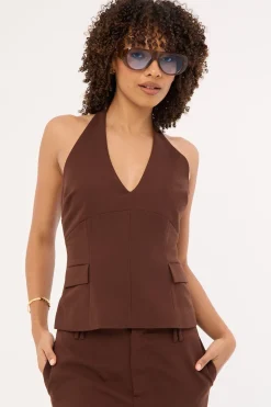 Luella Halter Suiting Top Brown
