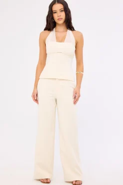 Luella Mid Rise Wide Leg Pant Cream